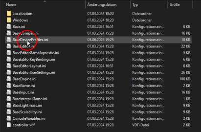 BaseDeviceProfiles.ini file inside the Config folder